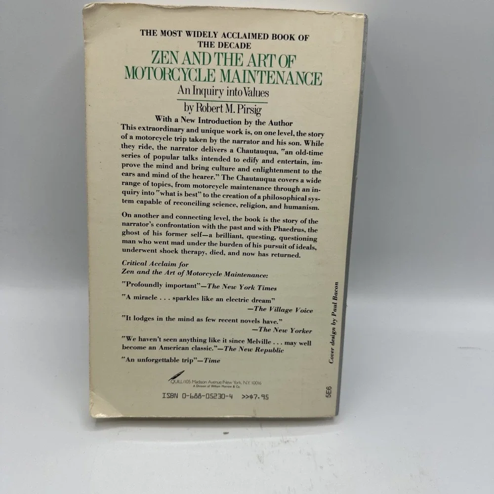 Zen and the Art of Motorcycle Maintenance: An Inquiry into Values, PB 1984